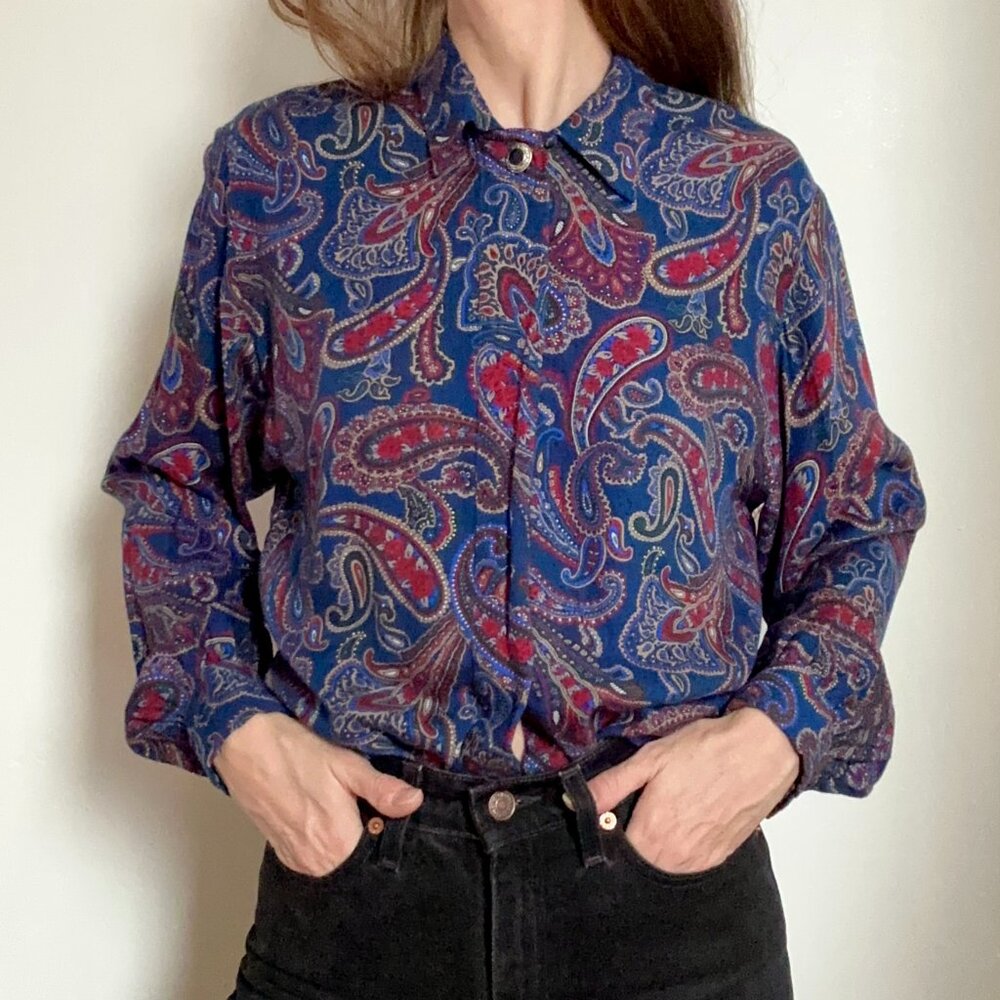 Great Vintage Paisley shirt by Pendleton bleu tones 70's size S/M